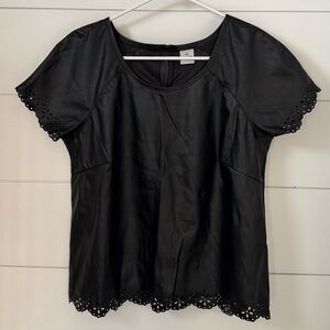 Chic Black Eyelet Sleeve Women's Blouse
